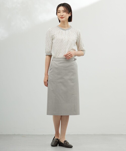 J.PRESS(ジェイプレス)の「【洗える】ジオメトリックプリント ブラウス(シャツ/ブラウス・レディース・ホワイト系5/サックスブルー系5/ネイビー系5・T15/T13)」の6枚目の写真