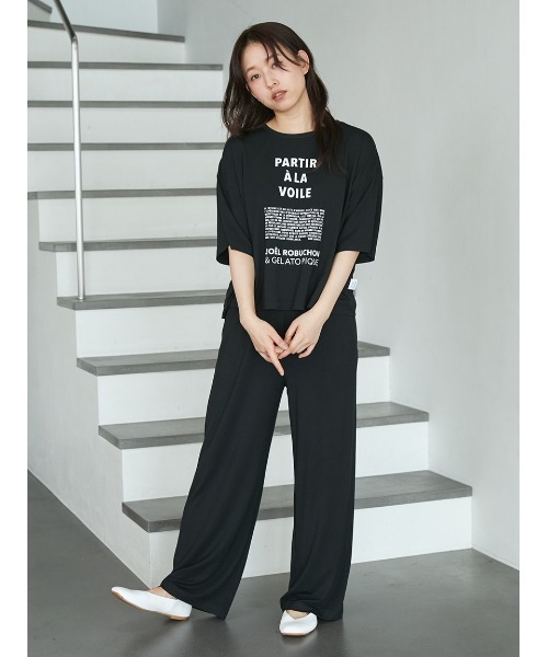 ジェラピケ　ROBUCHON ワンポイントロゴロングTシャツ＆ロゴロングパンツ gelato pique - 【JOEL ROBUCHON】 ワンポイントロゴロングT