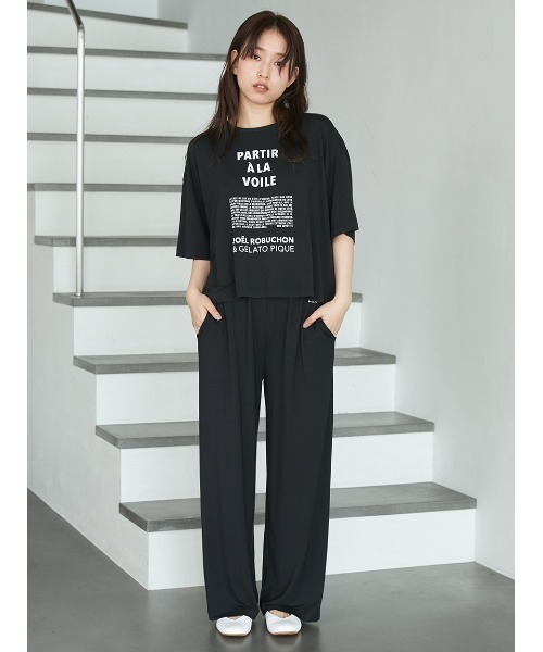 ジェラピケ　ROBUCHON ワンポイントロゴロングTシャツ＆ロゴロングパンツ セール】【JOEL ROBUCHON】【接触冷感】ワンポイントロング