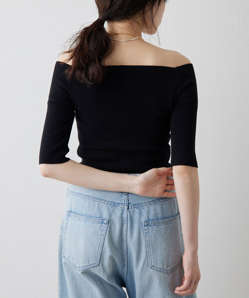 THE PAUSE(ザ ポーズ)の「【THE PAUSE】オフショルハーフスリーブプルオーバー(ニット/セーター・レディース・レッド/ベージュ/ブラック/チャコールグレー・FREE)」の13枚目の写真