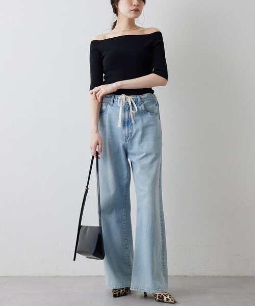 THE PAUSE(ザ ポーズ)の「【THE PAUSE】オフショルハーフスリーブプルオーバー(ニット/セーター・レディース・レッド/ベージュ/ブラック/チャコールグレー・FREE)」の11枚目の写真