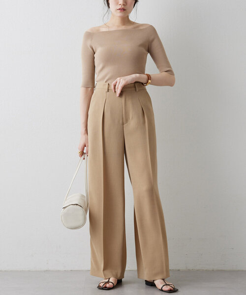 THE PAUSE(ザ ポーズ)の「【THE PAUSE】オフショルハーフスリーブプルオーバー(ニット/セーター・レディース・レッド/ベージュ/ブラック/チャコールグレー・FREE)」の5枚目の写真