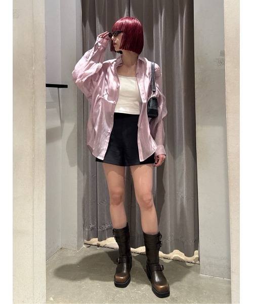 ブラウス シャツ sheer layered waist tuck shirt / シアーレイヤードウエストタックシャツ レディース sheer layered waist tuck shirt / シアーレイヤードウエスト