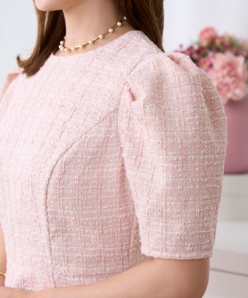 マトンスリーブ ツイード ワンピース Prima Scherrer（ワンピース