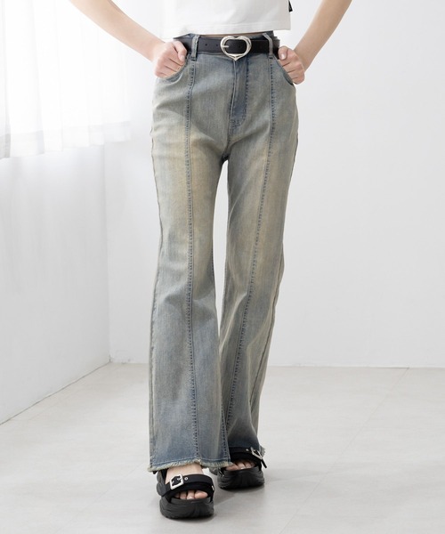 セール】【接触冷感】COOLデニムフレアパンツ（デニムパンツ）｜repipi