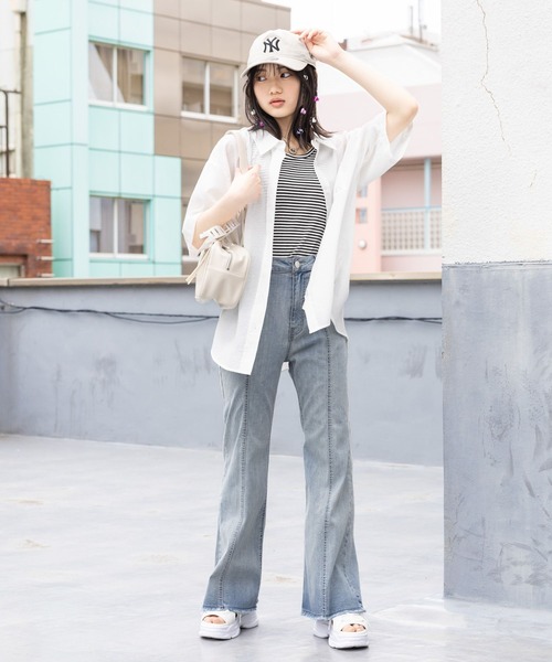 セール】【接触冷感】COOLデニムフレアパンツ（デニムパンツ）｜repipi