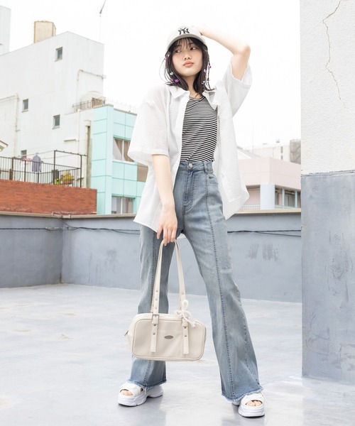 フレアデニム　白 グアピよりイカす LISA」フレアパンツ【自宅で試着、返品送料無料】（WEB限定価格 11/13