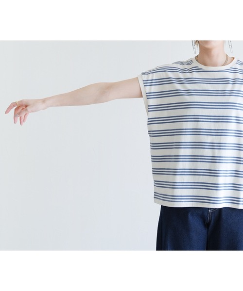 reca（レカ）の「ボーダーフレンチスリーブカットソー（Tシャツ/カットソー・レディース・ホワイト系その他/グレー系その他/ホワイト系その他2・M）」の16枚目の写真