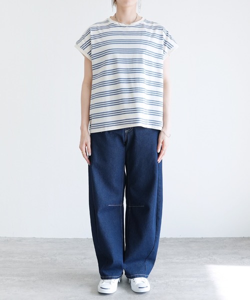 reca（レカ）の「ボーダーフレンチスリーブカットソー（Tシャツ/カットソー・レディース・ホワイト系その他/グレー系その他/ホワイト系その他2・M）」の9枚目の写真