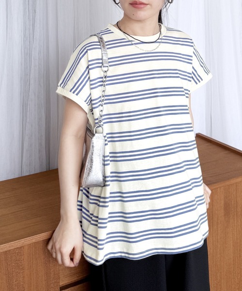 reca（レカ）の「ボーダーフレンチスリーブカットソー（Tシャツ/カットソー・レディース・ホワイト系その他/グレー系その他/ホワイト系その他2・M）」の21枚目の写真
