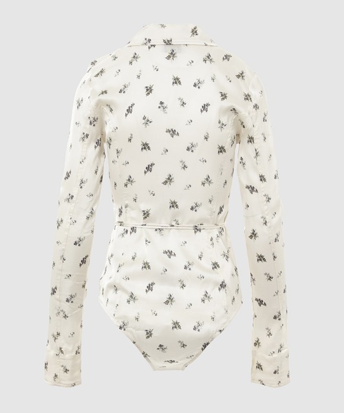 セール】Printed Satin Button Down Bodystocking（シャツ