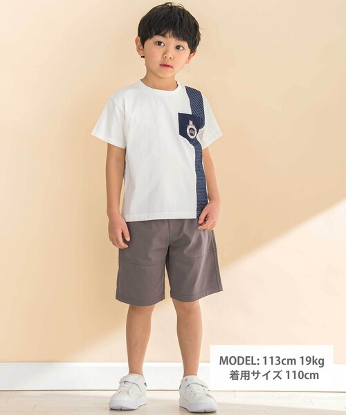 Noeil aime BeBe（ノイユエイムベベ）の「天竺縦配色切り替え半袖Tシャツ(80~130cm)（Tシャツ/カットソー・キッズ・グレー系その他/ホワイト系その他2・130cm/120cm/110cm）」の6枚目の写真