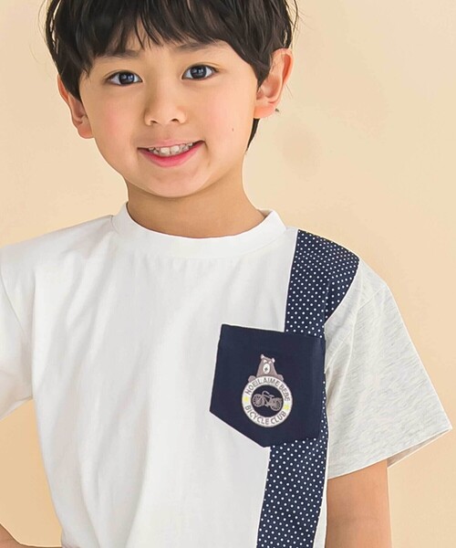 Noeil aime BeBe（ノイユエイムベベ）の「天竺縦配色切り替え半袖Tシャツ(80~130cm)（Tシャツ/カットソー・キッズ・グレー系その他/ホワイト系その他2・130cm/120cm/110cm）」の5枚目の写真