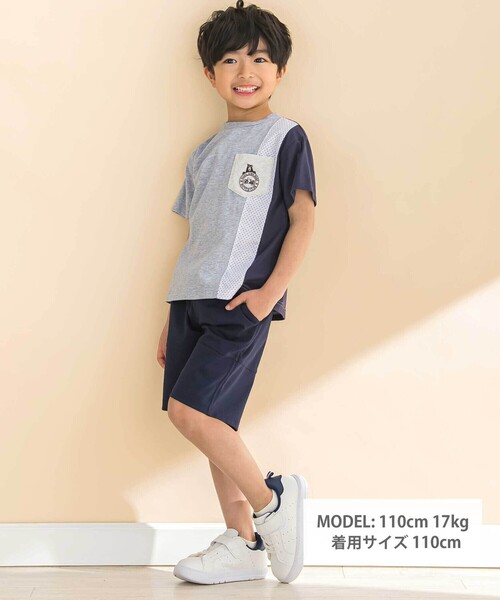 Noeil aime BeBe（ノイユエイムベベ）の「天竺縦配色切り替え半袖Tシャツ(80~130cm)（Tシャツ/カットソー・キッズ・グレー系その他/ホワイト系その他2・130cm/120cm/110cm）」の12枚目の写真