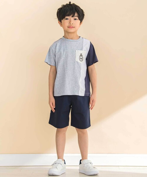 Noeil aime BeBe（ノイユエイムベベ）の「天竺縦配色切り替え半袖Tシャツ(80~130cm)（Tシャツ/カットソー・キッズ・グレー系その他/ホワイト系その他2・130cm/120cm/110cm）」の11枚目の写真