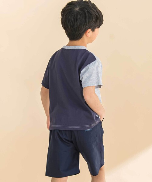 Noeil aime BeBe（ノイユエイムベベ）の「天竺縦配色切り替え半袖Tシャツ(80~130cm)（Tシャツ/カットソー・キッズ・グレー系その他/ホワイト系その他2・130cm/120cm/110cm）」の9枚目の写真