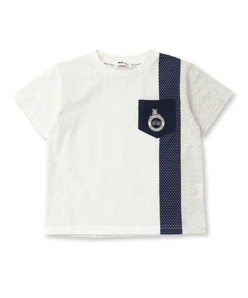 Noeil aime BeBe（ノイユエイムベベ）の「天竺縦配色切り替え半袖Tシャツ(80~130cm)（Tシャツ/カットソー・キッズ・グレー系その他/ホワイト系その他2・130cm/120cm/110cm）」の8枚目の写真