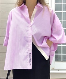 Q | フロント刺繍バイカラーシャツ(シャツ/ブラウス)