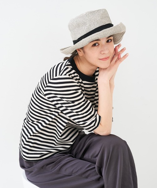 collex（コレックス）の「【UVカット・畳める】クランプルハット（ハット・レディース・ライトグレー/ベージュ・フリー）」の2枚目の写真