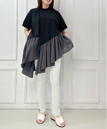 FLUMOR（フラマー）の「ラッフルデザインジャージーロングTシャツ（チュニック）」