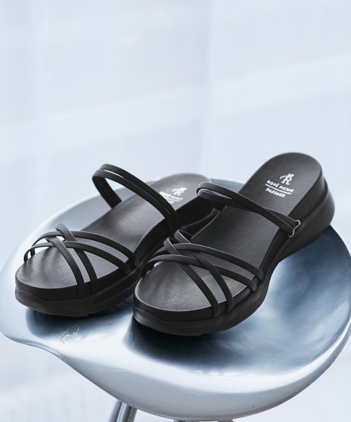 ROPE' PICNIC（ロペピクニック）の「クロスストリングスライド＆バックスリングサンダル（サンダル・レディース・ブラウン/ブラック/シルバー・M/L）」の2枚目の写真