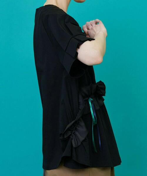 FRAPBOIS(フラボア)の「リボンカット カットソー(Tシャツ/カットソー・レディース・ブラック/カーキ・1)」の13枚目の写真