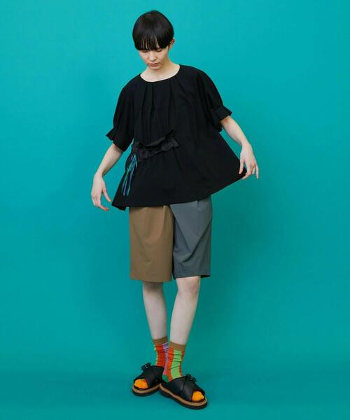 FRAPBOIS(フラボア)の「リボンカット カットソー(Tシャツ/カットソー・レディース・ブラック/カーキ・1)」の14枚目の写真