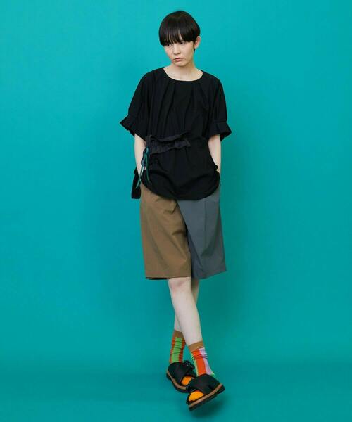 FRAPBOIS(フラボア)の「リボンカット カットソー(Tシャツ/カットソー・レディース・ブラック/カーキ・1)」の15枚目の写真