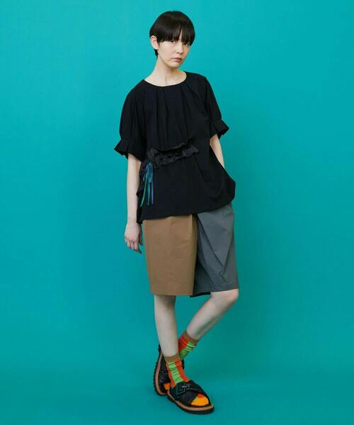 FRAPBOIS(フラボア)の「リボンカット カットソー(Tシャツ/カットソー・レディース・ブラック/カーキ・1)」の18枚目の写真