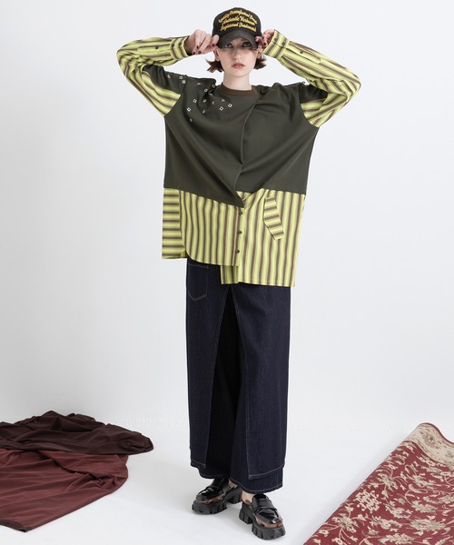 AULA AILA（アウラアイラ）の「レイヤードデニムパンツ（デニムパンツ・レディース・ブラック/ブルー/インディゴブルー・0/1）」の15枚目の写真