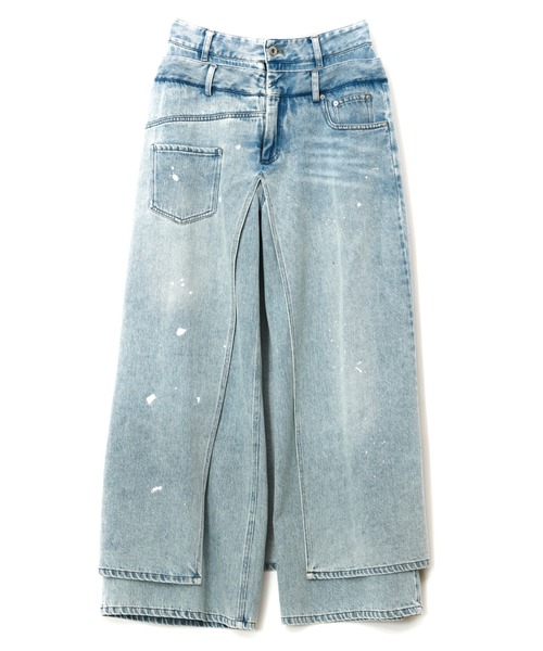 AULA AILA（アウラアイラ）の「レイヤードデニムパンツ（デニムパンツ・レディース・ブラック/ブルー/インディゴブルー・0/1）」の9枚目の写真