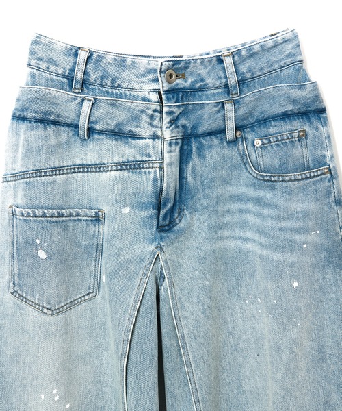 AULA AILA（アウラアイラ）の「レイヤードデニムパンツ（デニムパンツ・レディース・ブラック/ブルー/インディゴブルー・0/1）」の12枚目の写真