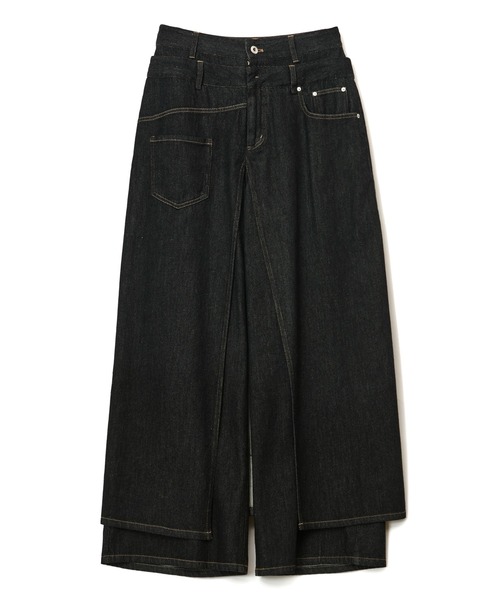 美品 AULA AILA 3WAY レイヤードデニムパンツ チュール シアー LAYERED DENIM PANTS — aulaaila