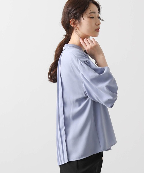 セール】バックプリーツスキッパー5分袖ブラウス（シャツ