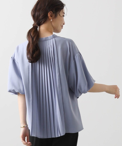 バックプリーツ 五分袖 ブラウス
