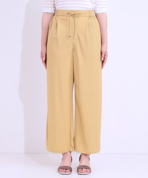 DRESKIP（ドレスキップ）の「【洗える/着丈選べる/ひんやり】楽ちんなのにきれい見え カノコ タックワイドパンツ（その他パンツ・レディース・ブラック/キャメル/ネイビー/イエロー・04/03/02/01/42/40/38/36）」の9枚目の写真