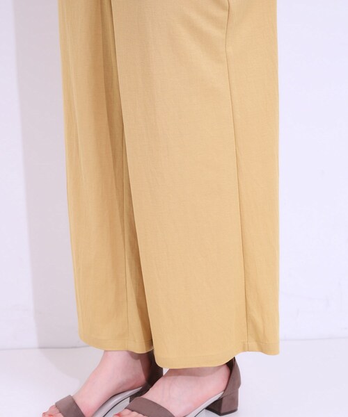 DRESKIP（ドレスキップ）の「【洗える/着丈選べる/ひんやり】楽ちんなのにきれい見え カノコ タックワイドパンツ（その他パンツ・レディース・ブラック/キャメル/ネイビー/イエロー・04/03/02/01/42/40/38/36）」の15枚目の写真