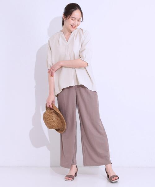 DRESKIP（ドレスキップ）の「【洗える/着丈選べる/ひんやり】楽ちんなのにきれい見え カノコ タックワイドパンツ（その他パンツ・レディース・ブラック/キャメル/ネイビー/イエロー・04/03/02/01/42/40/38/36）」の18枚目の写真