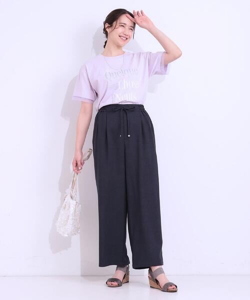 DRESKIP（ドレスキップ）の「【洗える/着丈選べる/ひんやり】楽ちんなのにきれい見え カノコ タックワイドパンツ（その他パンツ・レディース・ブラック/キャメル/ネイビー/イエロー・04/03/02/01/42/40/38/36）」の19枚目の写真