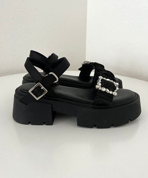 prose verse（プロズヴェール）の「ビジューシャーリング厚底サンダル（サンダル・レディース・ブラック・SMALL/MEDIUM/LARGE/X-LARGE）」の6枚目の写真