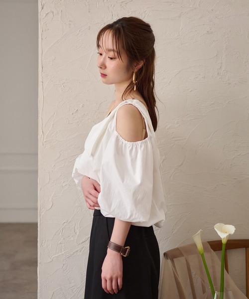 ブラウス シャツ balloon one shoulder tops / バルーンワンショルダートップス レディース balloon one shoulder tops / バルーンワンショルダートップス