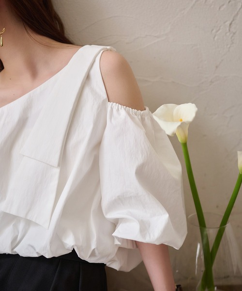 balloon one shoulder tops / バルーンワンショルダートップス
