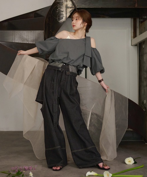 balloon one shoulder tops / バルーンワンショルダートップス