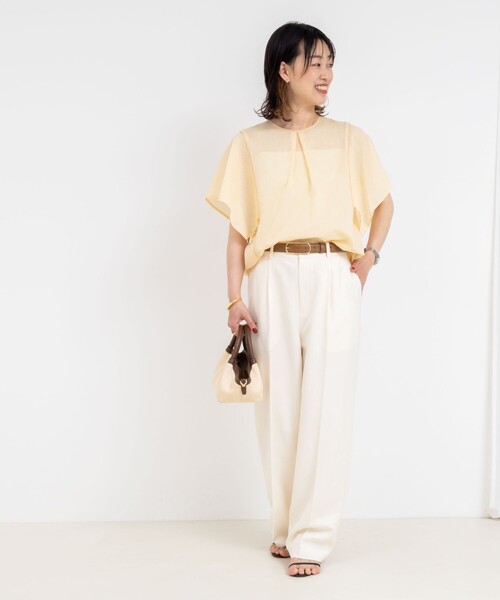 NOLLEY’S(ノーリーズ)の「袖フリル2WAYブラウス(シャツ/ブラウス・レディース・キャメル/オフホワイト/クリーム・38)」の4枚目の写真