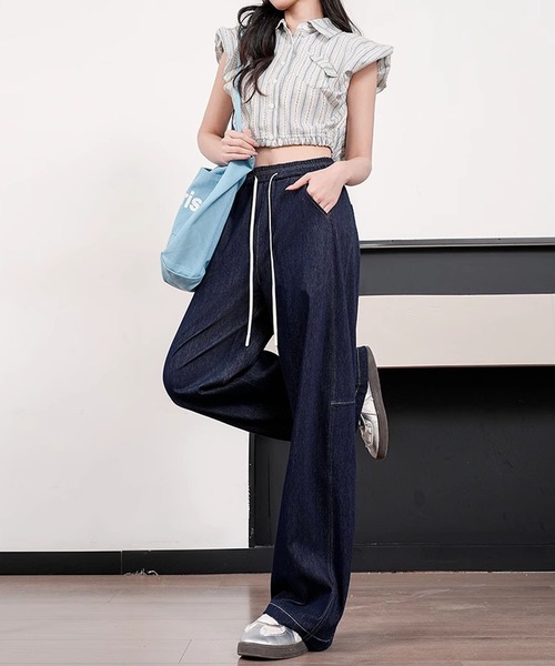 BANICO(バニコ)の「ストリートルーズワイドパンツ(スラックス・レディース・オフホワイト/ネイビー・LARGE/MEDIUM)」の8枚目の写真
