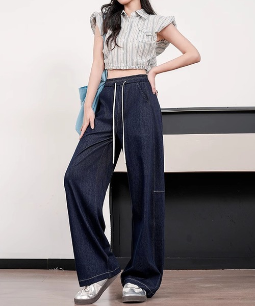BANICO(バニコ)の「ストリートルーズワイドパンツ(スラックス・レディース・オフホワイト/ネイビー・LARGE/MEDIUM)」の9枚目の写真