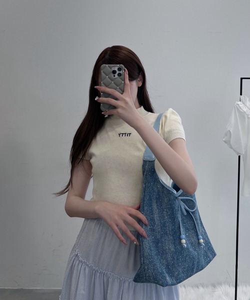 TITTY&CO.（ティティーアンドコー）の「ラインストーン付きデニムリボンバッグ（トートバッグ・レディース・ライトブルー/ブルー/ブラック・FREE）」の15枚目の写真