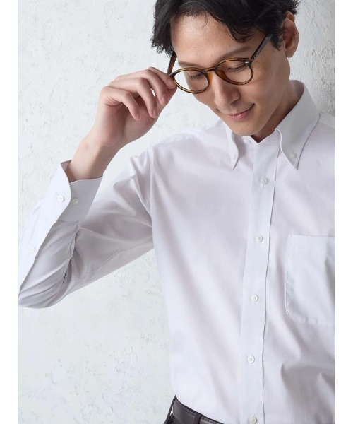 Perfect Suit FActory(パーフェクトスーツファクトリー)の「【ノンアイロン】長袖ワイシャツ【クラシコ】テックスブリッド ベージュ/グリーン/ネイビー(ビジネスシャツ・メンズ・ネイビー/ベージュ/ライトグリーン・L/M/LL/S)」の1枚目の写真