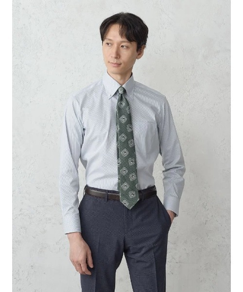 Perfect Suit FActory(パーフェクトスーツファクトリー)の「【ノンアイロン】長袖ワイシャツ【クラシコ】テックスブリッド ベージュ/グリーン/ネイビー(ビジネスシャツ・メンズ・ネイビー/ベージュ/ライトグリーン・L/M/LL/S)」の17枚目の写真