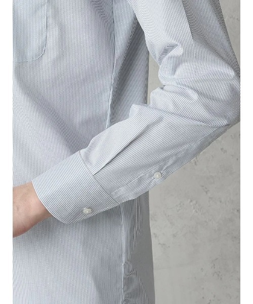 Perfect Suit FActory(パーフェクトスーツファクトリー)の「【ノンアイロン】長袖ワイシャツ【クラシコ】テックスブリッド ベージュ/グリーン/ネイビー(ビジネスシャツ・メンズ・ネイビー/ベージュ/ライトグリーン・L/M/LL/S)」の5枚目の写真
